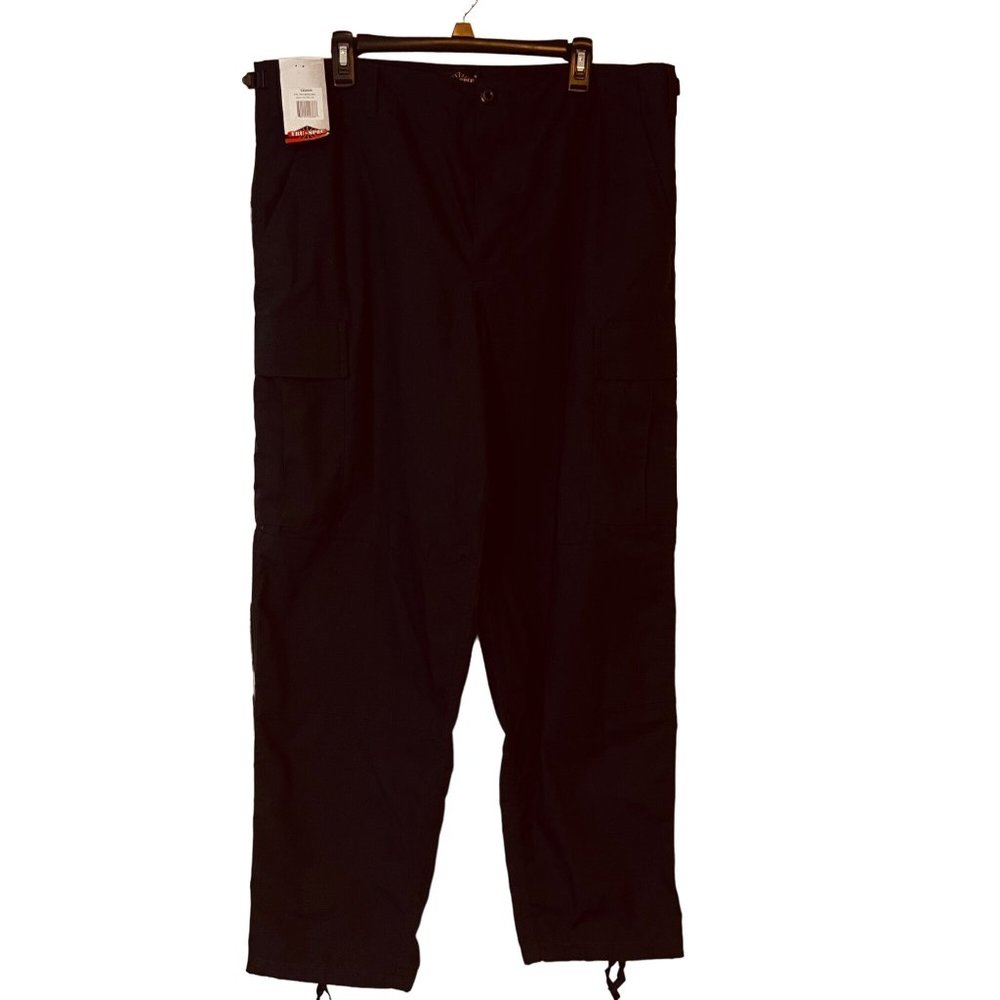 NEW Tru Spec Tactical Cargo Pants BDU Rip Stop Adjustable Blue Button Fly Lg